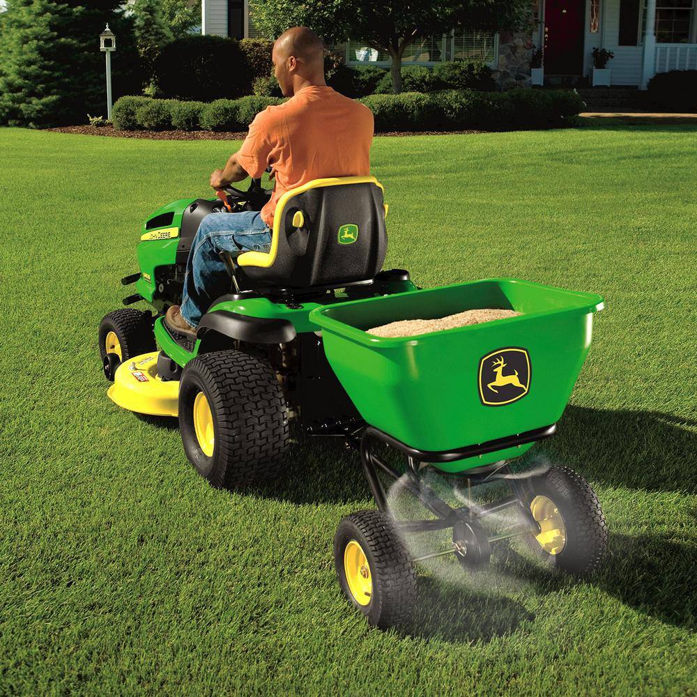 2026 John Deere 175 lb Tow-Behind Broadcast Spreader, Rustproof Poly Hopper, Universal Fit