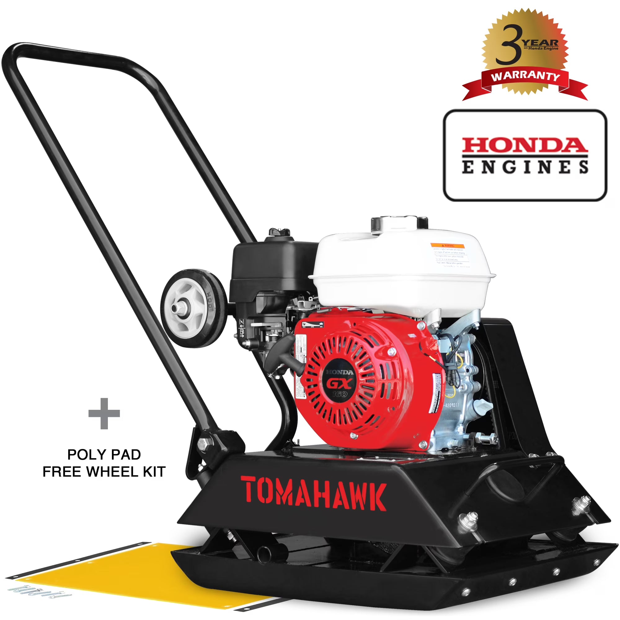 2026 Tomahawk Power Plate Compactor 5.5 HP, 3000 lbs/ft, 63cc, Gas, 17 x 13 Plate Compactor, 5900 VPM