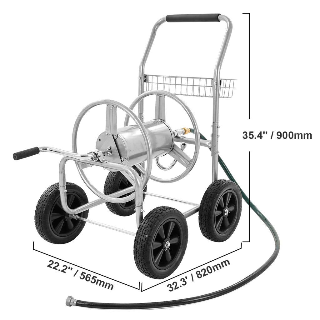 2026 VEVOR Hose Reel Cart, Hold Up to 250 ft of 5/8???? Hose, Garden Water Hose Carts Mobile Tools with 4 Wheels, Heavy Duty Powder-coated Steel Outdoor Planting with Storage Basket, for Garden, Yard, Lawn