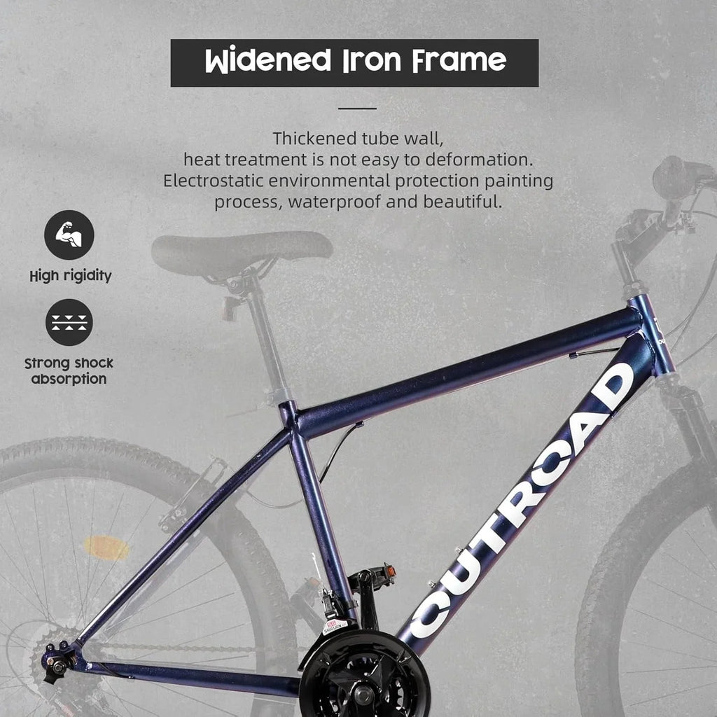 2026 Outroad 26 Inch Mountain Bike, 21-Speed/High-Carbon Steel/Aviation Grade Frame, Dual Disc/V Brake, Adjustable Ergonomic Seat Bycycle for Men Women Adult, Quick Assembly in 20 Minutes