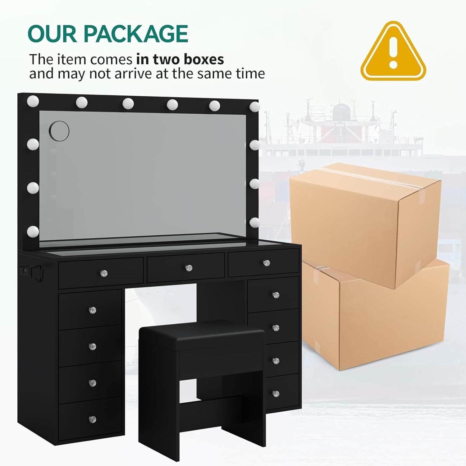 2026 New YANOSAKU Vanity Desk with Mirror, LED Lights & 11 Drawers