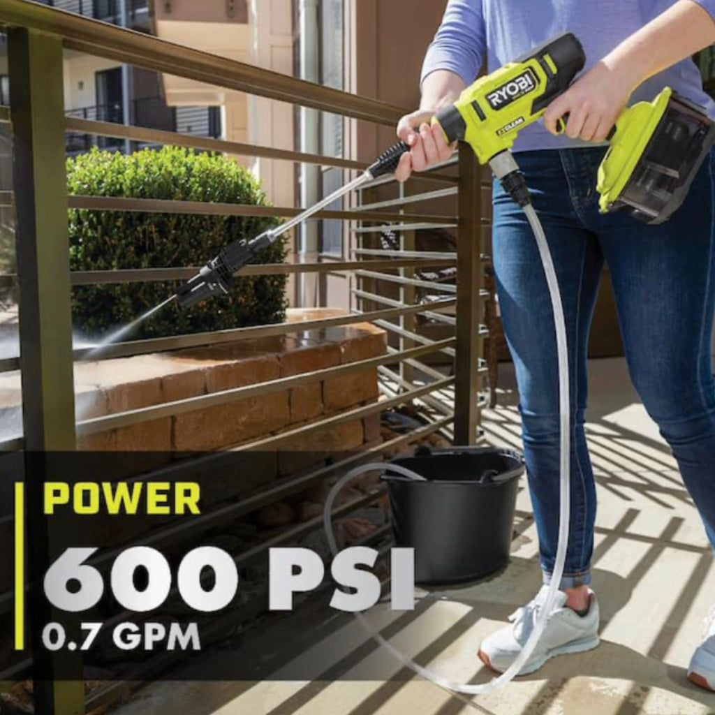 2026 Ryobi ONE+ HP 600 PSI at 0.7 GPM 18V Cordless Electric Cold water Power Cleaner, 20 ft. Siphon Hose