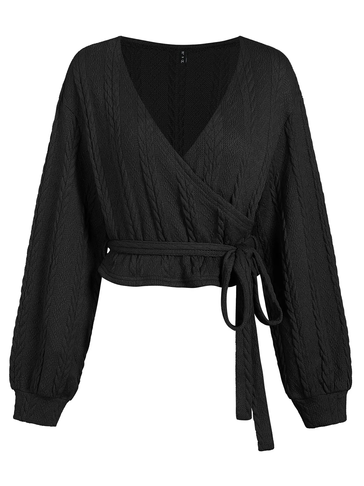 2026 Ribbed Knit Drawstring V-Neck Top