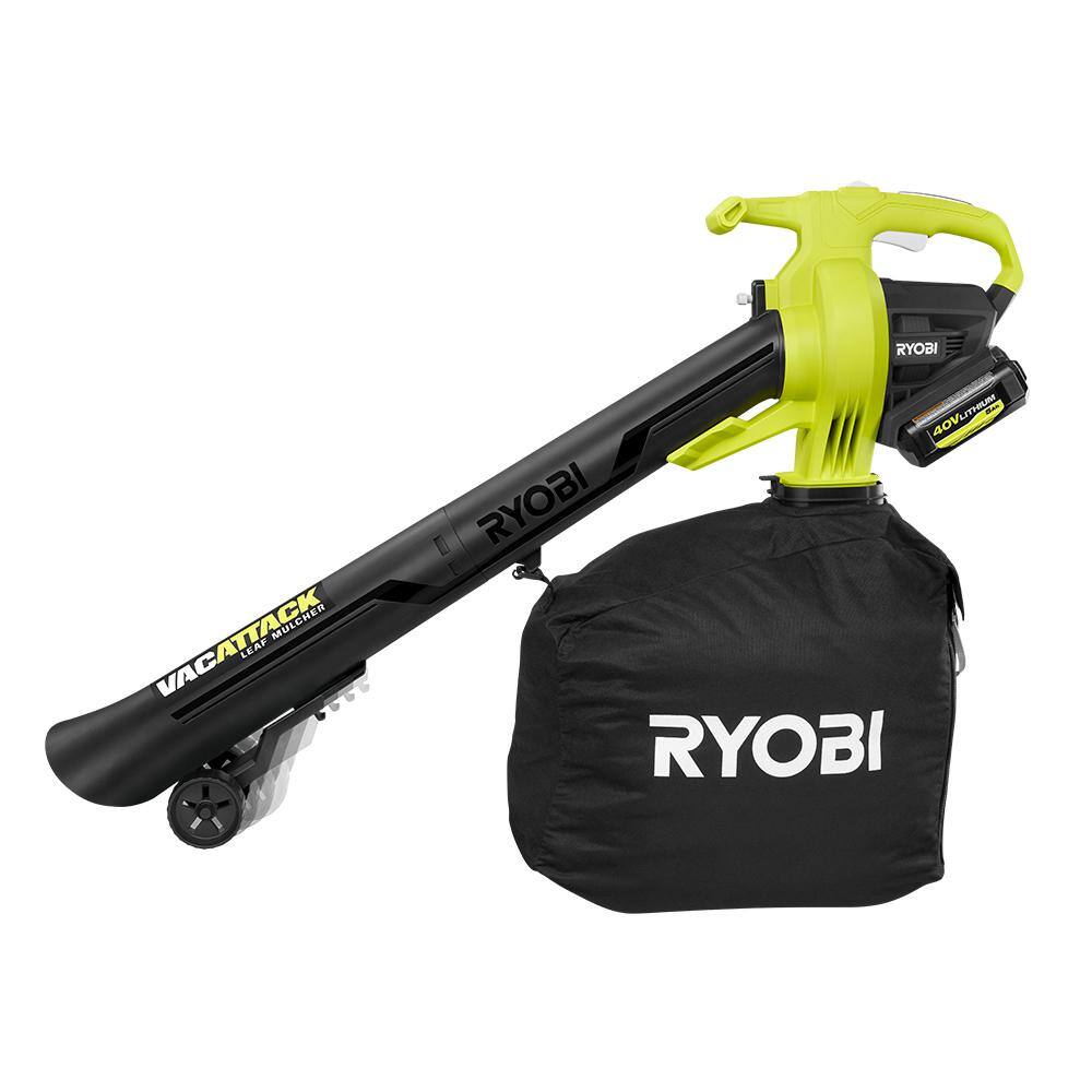 2026 RYOBI 40V Vac Attack Cordless Leaf VacuumMulcher with (2) 5.0 Ah Batteries and (1) Charger RY40451-2B
