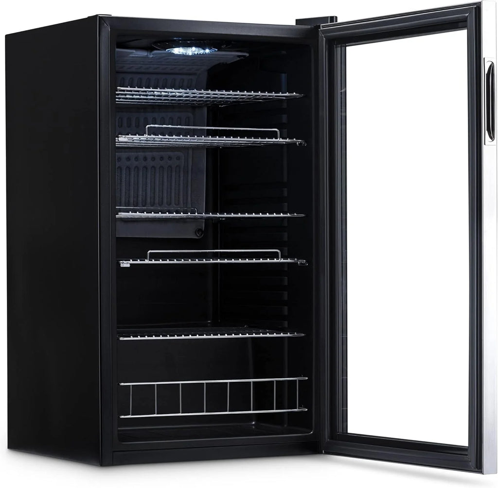 2026 Beverage Refrigerator Cooler | 126 Cans Free Standing with Right Hinge Glass Door | Mini Fridge Beverage Organizer Perfect For Beer, Wine, Soda, And Cooler Drinks