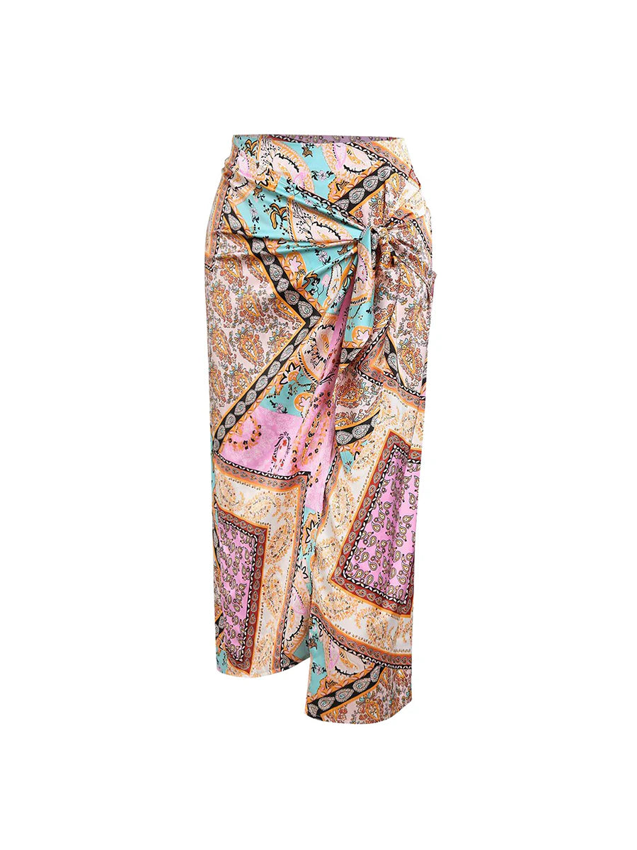 2026 Bohemian High Waisted Bustle Skirt