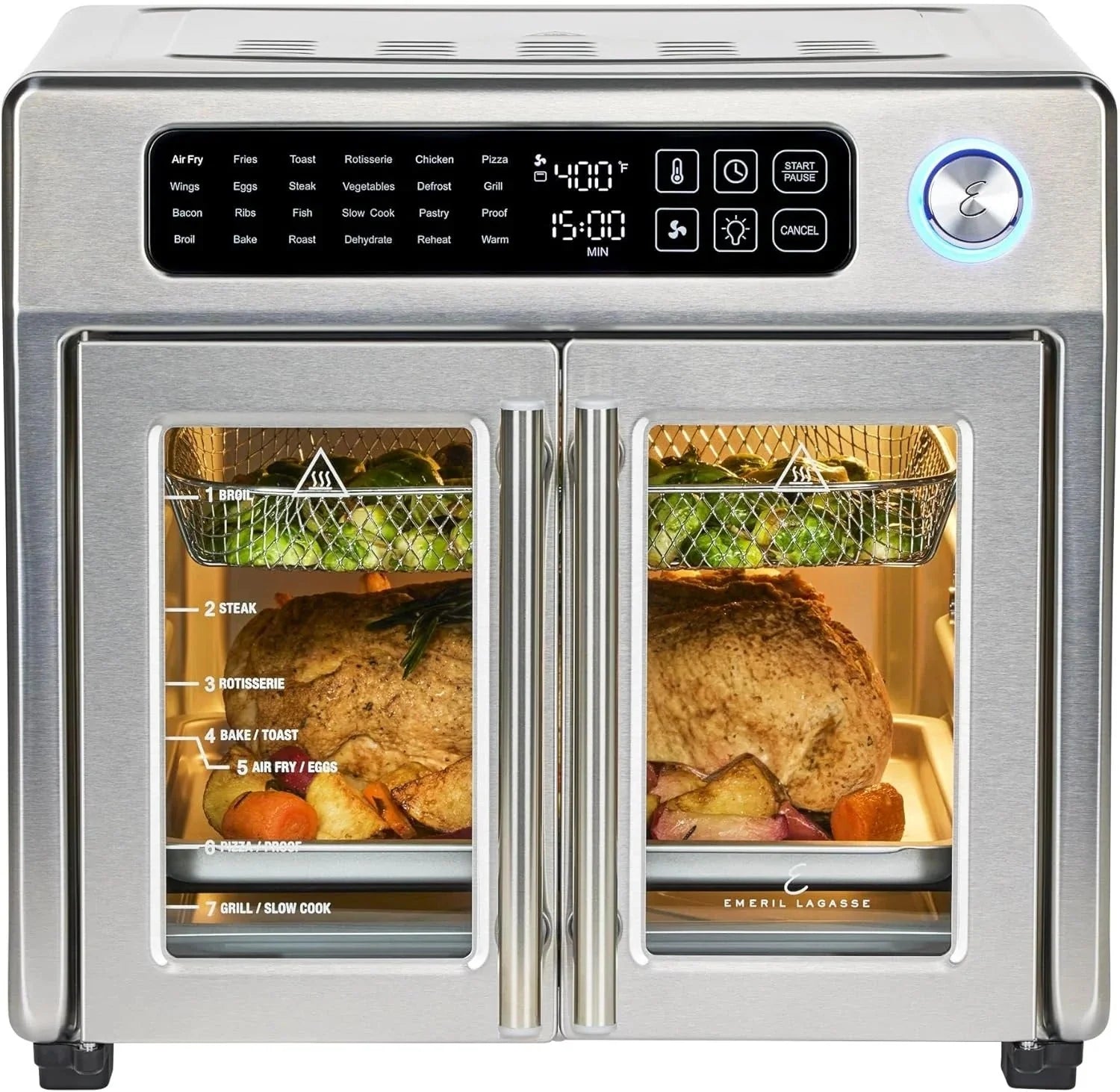 2026 Emeril Lagasse Extra Large French Door Air Fryer Toaster Oven Combo, 24 Cooking Functions