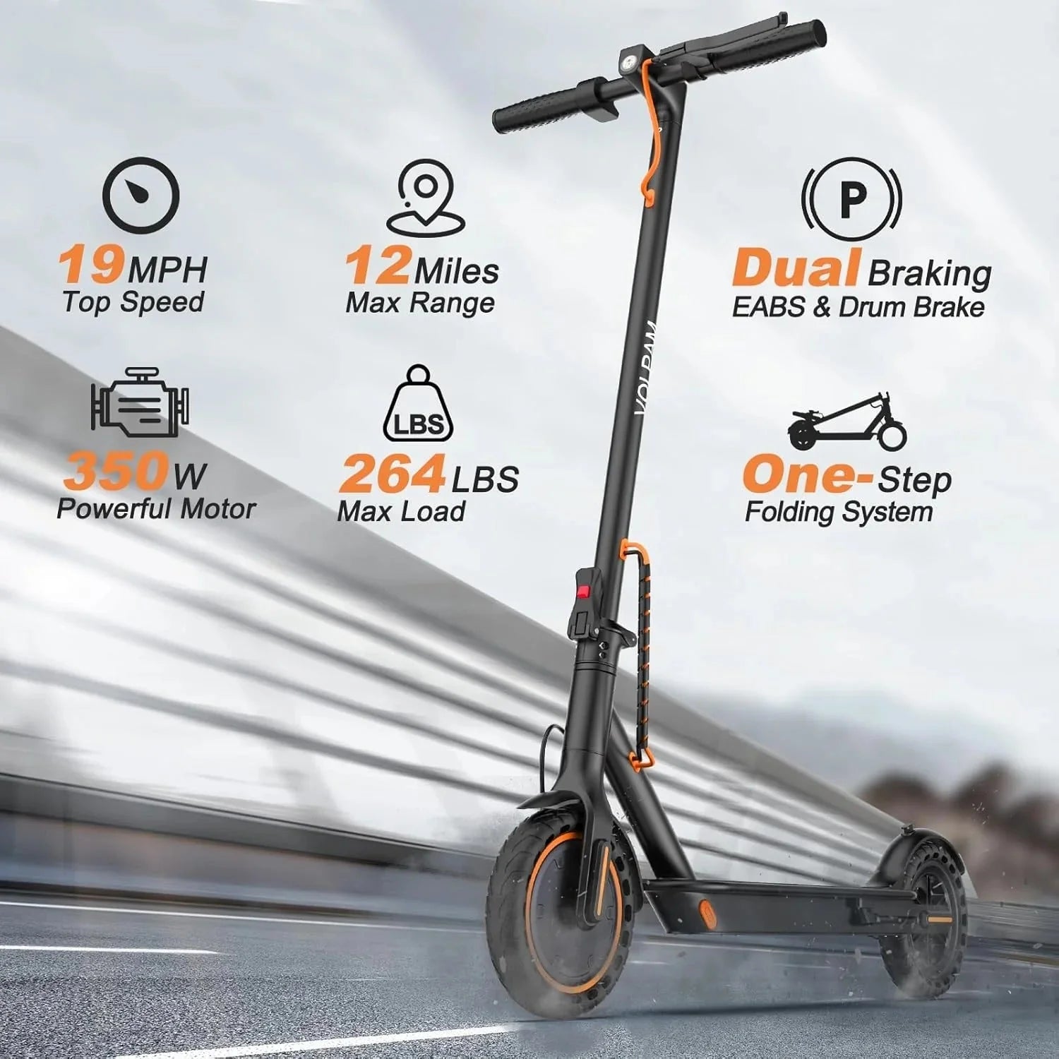 2026 Electric scooter, 350W/500W powerful motor, 8.5"/10" solid rubber tires, 19/22 mph, 28/21/12 mile range, dual brakes