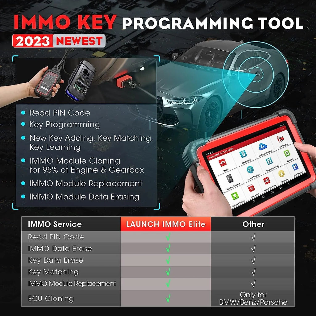 2026 LAUNCH X431 IMMO Elite Key Programming Car Diagnostic Scan Tool with X-PROG3 Key Programmer, ECU Clone/match, CANFD&DOIP, 39+ Services  2 Years Free Update