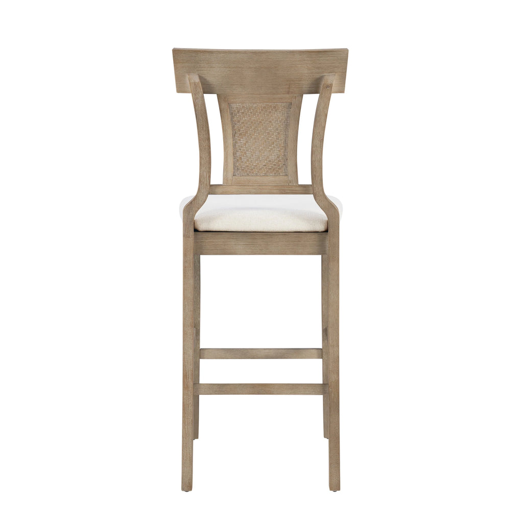 2026 Linon Rylan 30" Bar Stool, Rustic Brown Finish with Beige Fabric