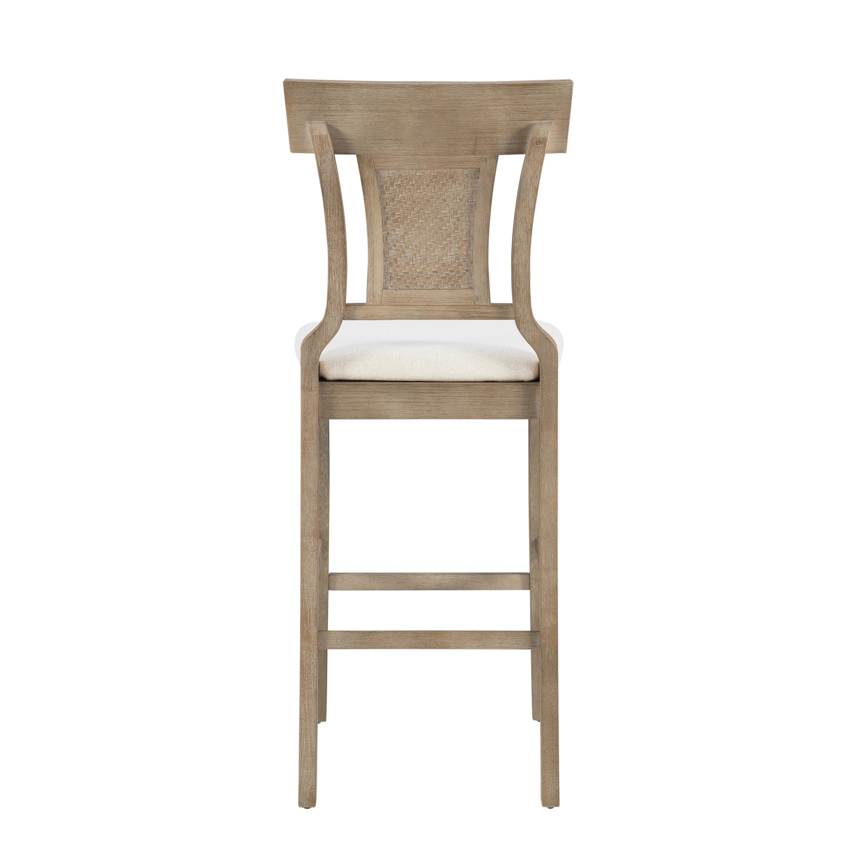 2026 Linon Rylan 30" Bar Stool, Rustic Brown Finish with Beige Fabric