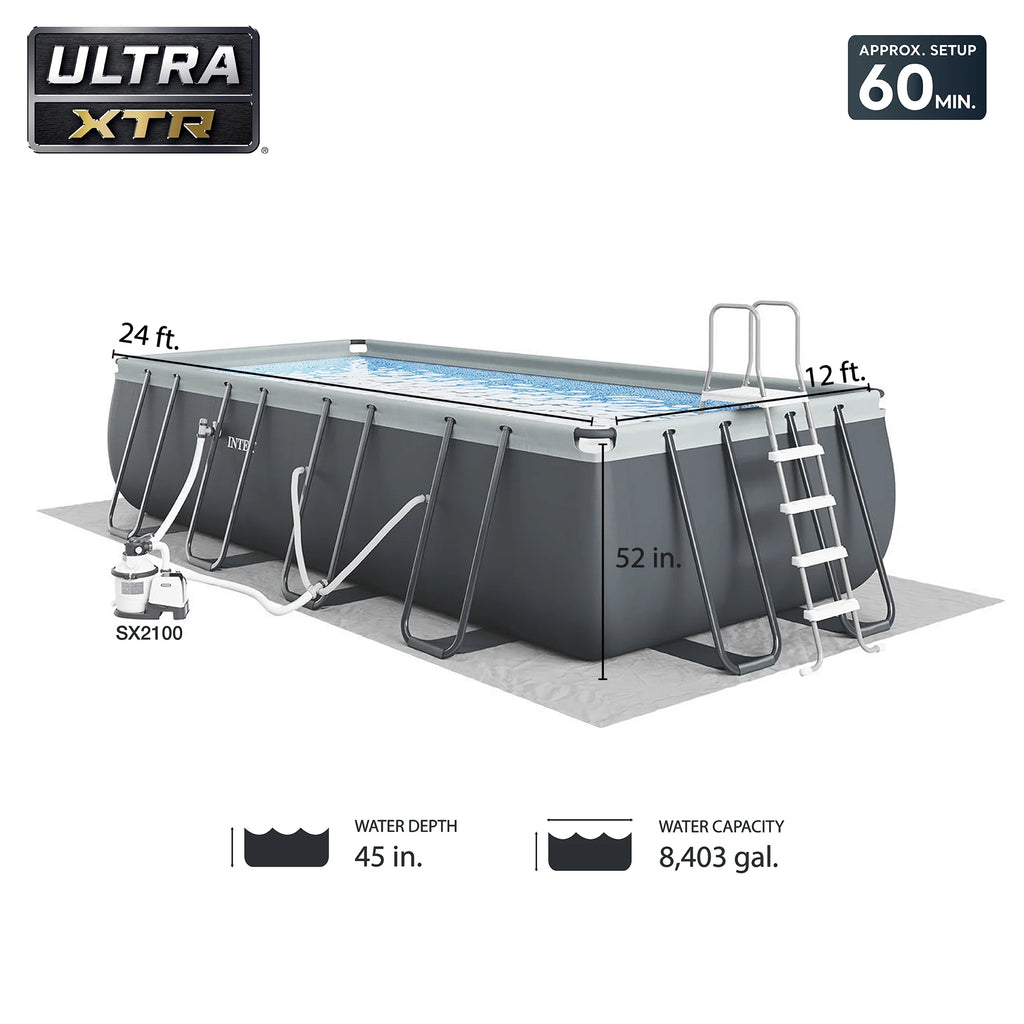 2026 INTEX 24ft x 12ft x 52in Ultra XTR Above Ground Pool, Floats (2 Pack), & Inflatable Cooler