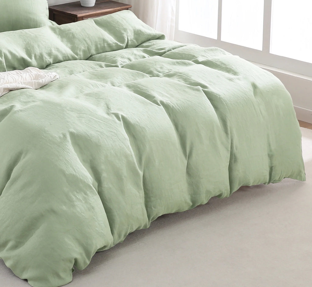 2026 100% Pure Linen Duvet Cover with Button Closure and Corner Ties Soft & Breathable - Natural Full/Queen