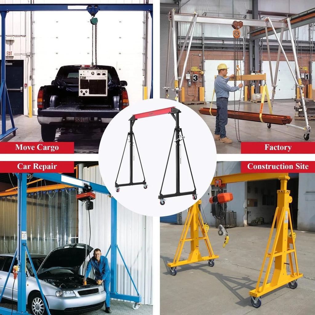 2026 2025 1-ton gantry crane, adjustable, 2200 lbs lifting capacity, height adjustable 96.5"-143.7", portable hoist for factory, construction site, warehouse, auto repair shop