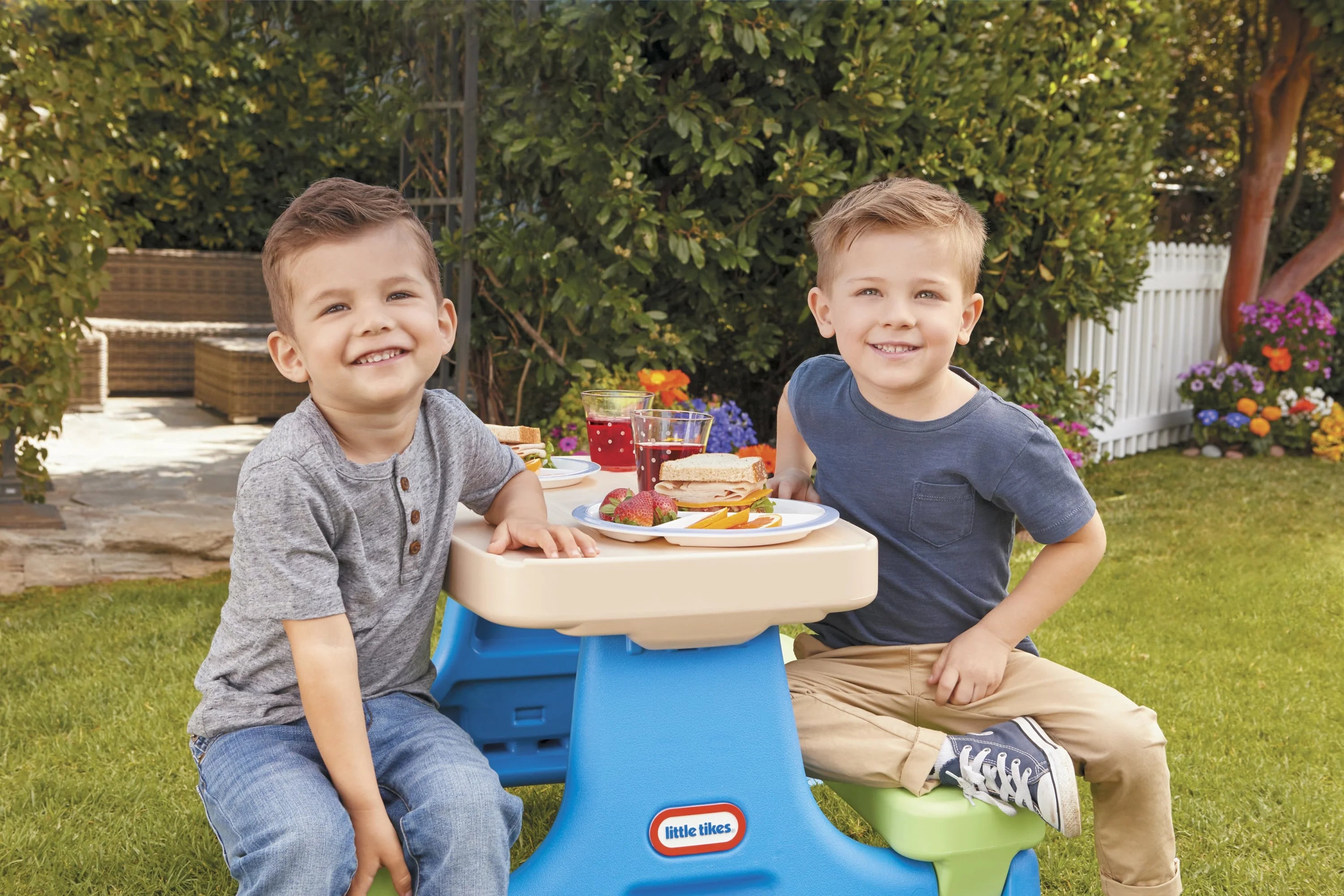 2026 Little Tikes Easy Store Kids Durable Picnic Table with Umbrella, Indoor Outdoor, Ages 2+