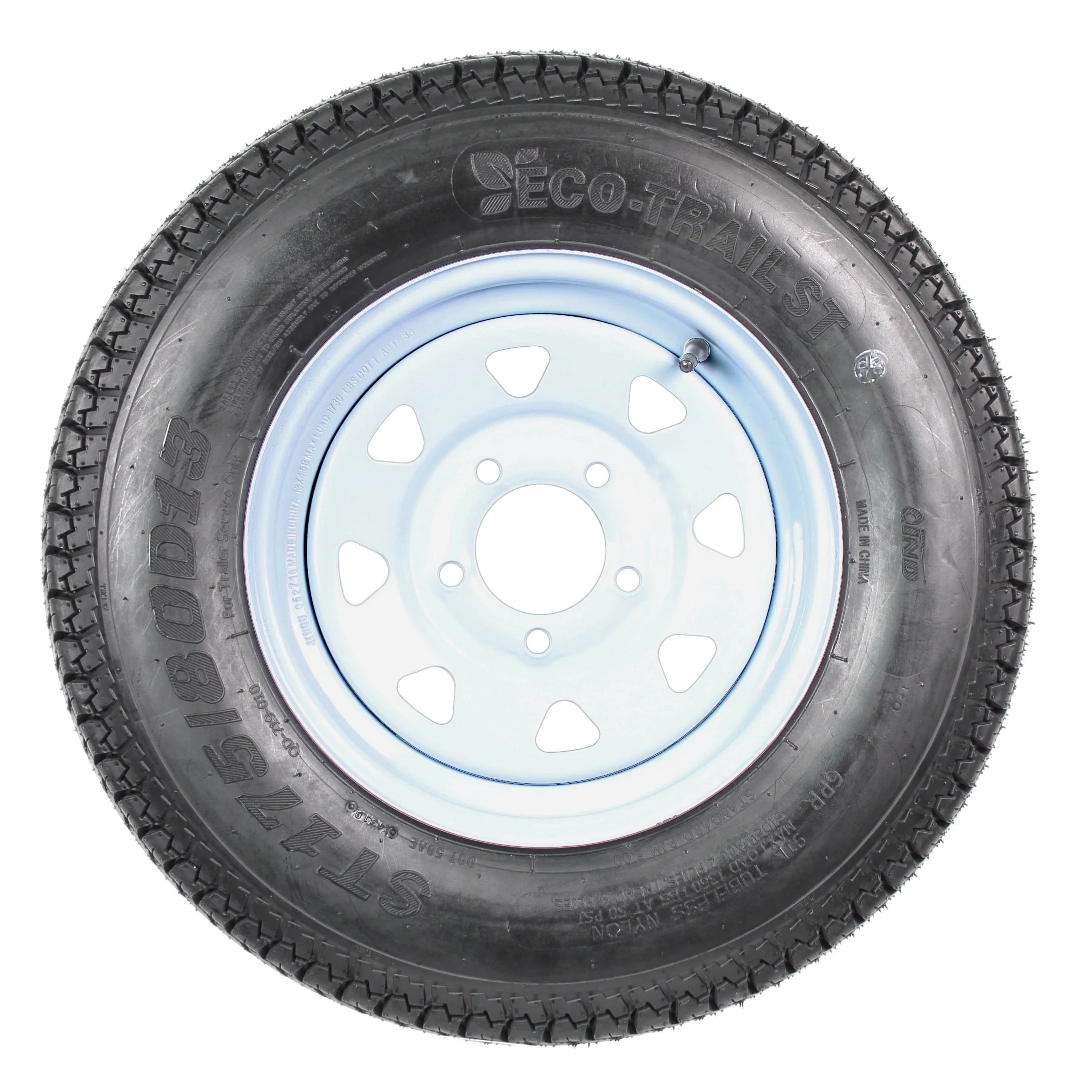 2026 2-pack trailer tires and rims ST175/80D13 175/80 13 B78-13 LRC 5-hole white spoked wheel