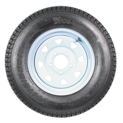 2026 2-pack trailer tires and rims ST175/80D13 175/80 13 B78-13 LRC 5-hole white spoked wheel