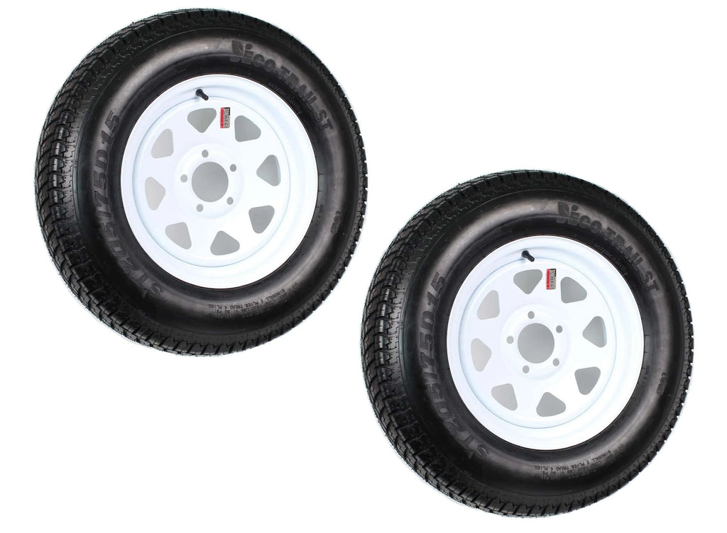2026 2-pack trailer tires on rim ST205/75D15 205/75 D 15 inch LRC 5-hole white spokes  1