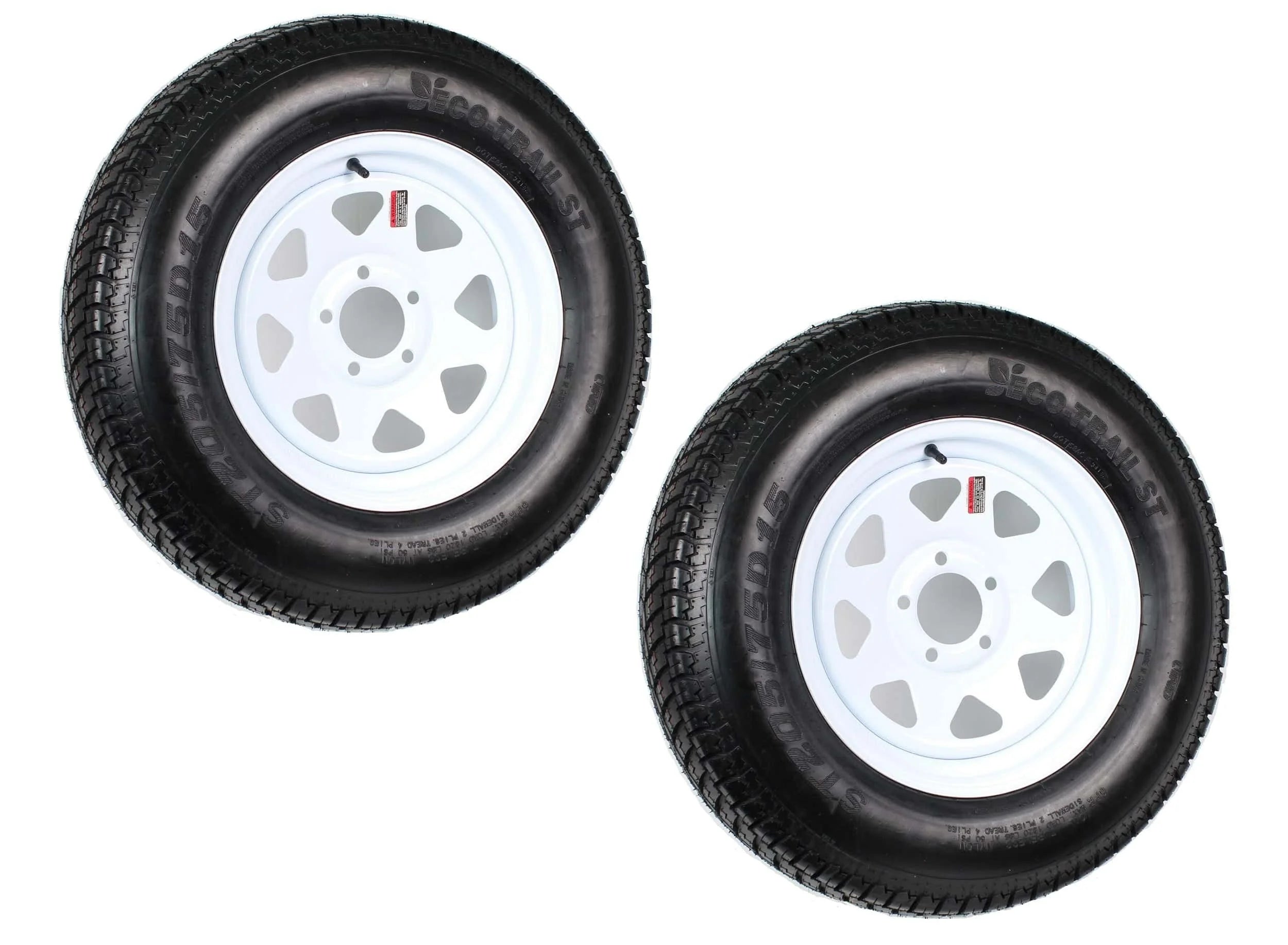 2026 2-pack trailer tires on rim ST205/75D15 205/75 D 15 inch LRC 5-hole white spokes  1