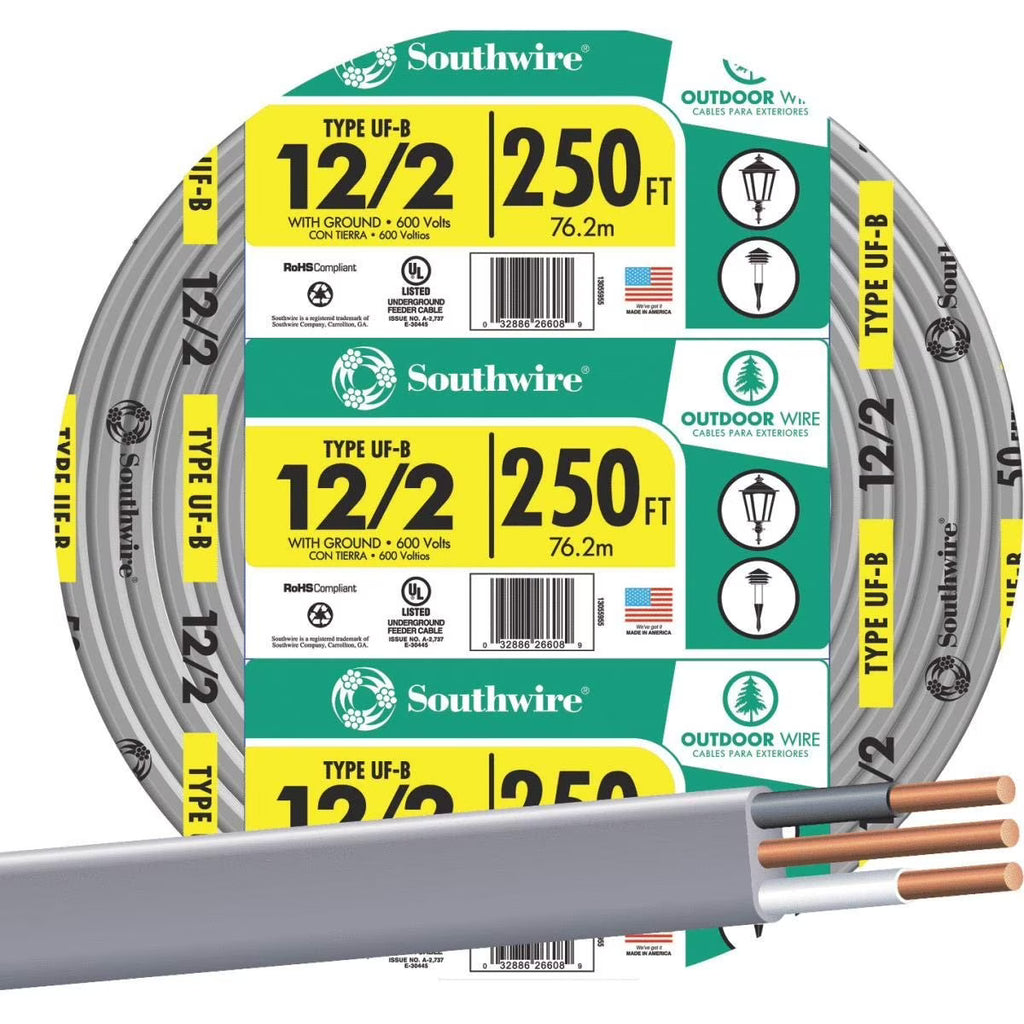 2026 Southwire 13055955 250' 12-2 UFW/G WIRE, Gray