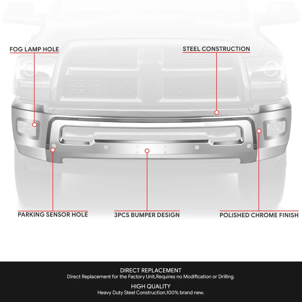 Modular Style Front Bumper w/ Fog Light Cutouts 10-18 Dodge Ram 2500 3500