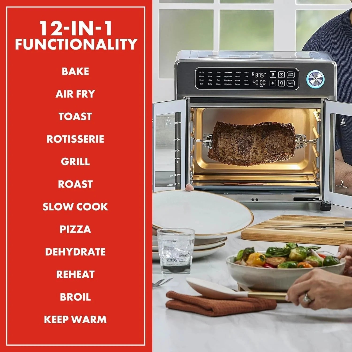 2026 Emeril Lagasse Extra Large French Door Air Fryer Toaster Oven Combo, 24 Cooking Functions