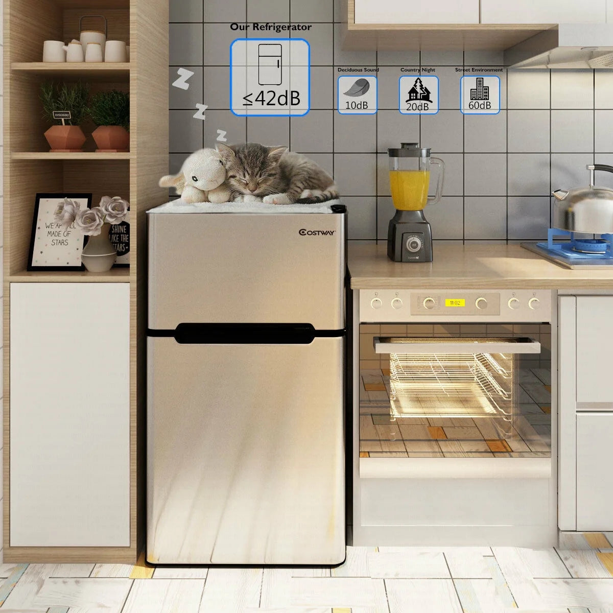 2026 Costway Refrigerator Small Freezer Cooler Fridge Compact 3.2 cu ft. Unit, Grey