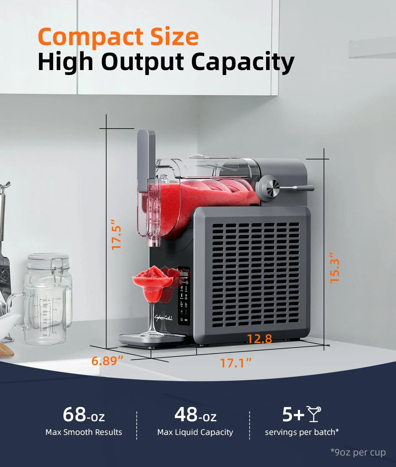 2026 Slushie Machine,24-Hour Delay Start&Cold Retention, 68 oz Slushy Machine with Self-Cleaning Function, Frozen Drink Maker with 5 Preset Programs,Frozen Margaritas, Frappés, and More