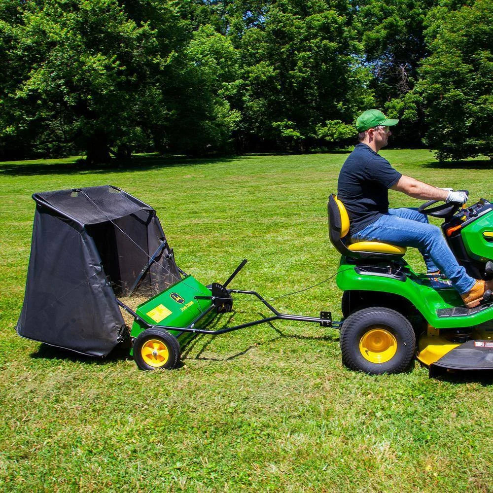 2026 John Deere 42″ trailed lawn sweeper, 24 cubic foot capacity, adjustable brushes