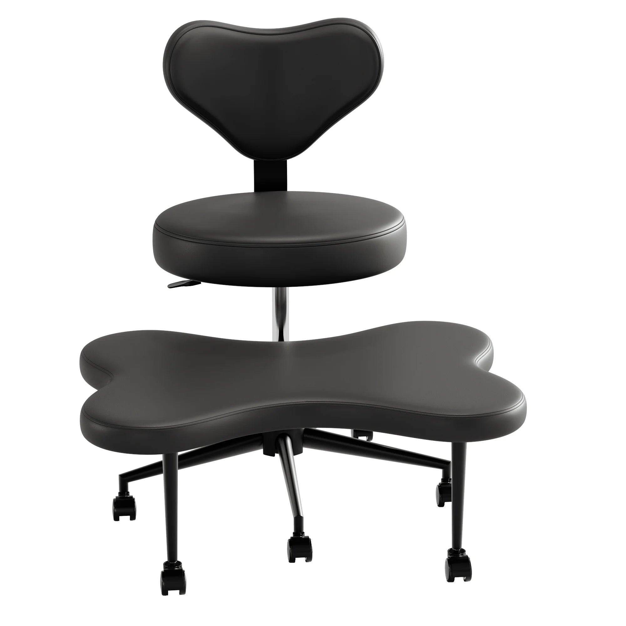 2026 Pinmoco Ergonomic Cross Legged Swivel Chair, Adjustable Height and Teddy Fabric, Meditation& ADHD Chair with Back Support, Home and Office, Off White
