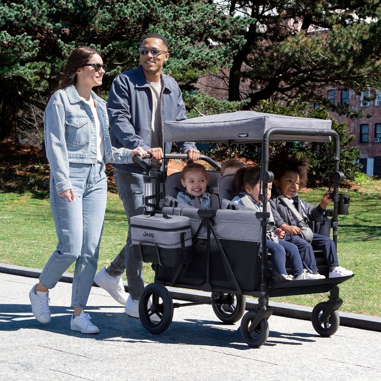 2026 Jeep Wrangler Deluxe 4-seater stroller by Delta Children Premium Quad stroller