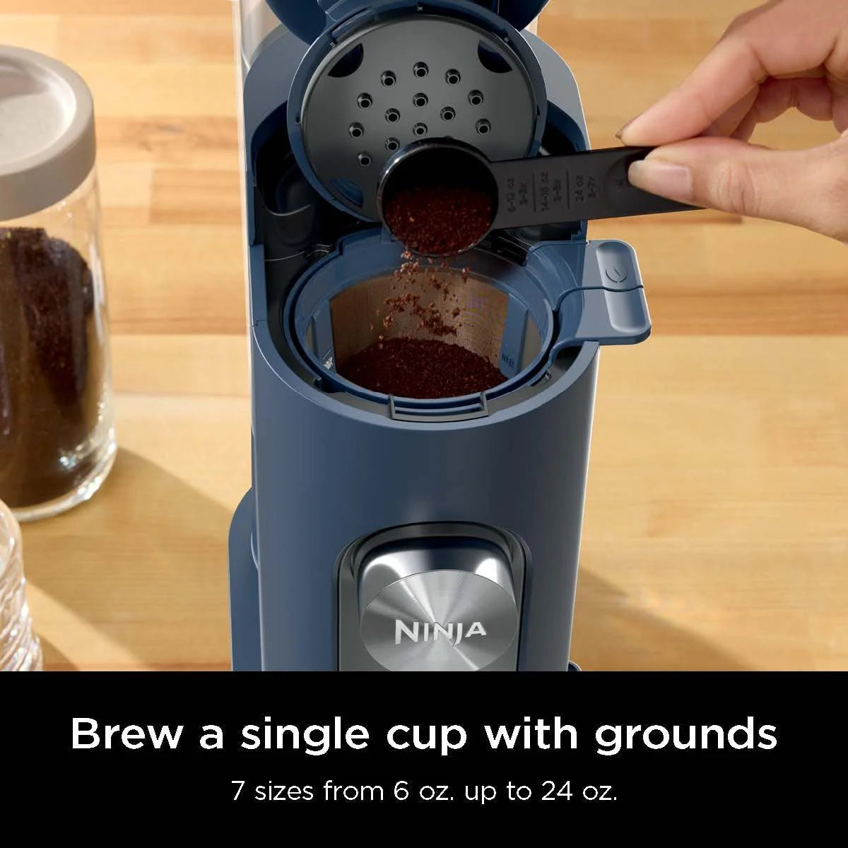 2026 Ninja Pods & Grounds Single-Serve Coffee Maker, K-Cup Pod Compatible, Brews Grounds, Compact Design, 56-oz. Reservoir, 6-oz. Cup to 24-oz. Travel Mug Brew Sizes, Iced Coffee Maker, Stone, PB041ST