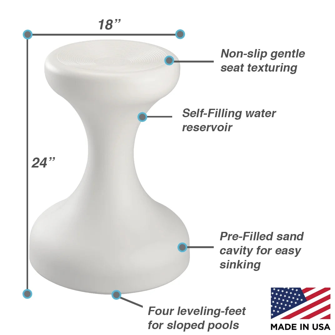 2026 Dunn-Rite Products Made in USA Submersible Swim Up Pool Stools for Underwater Use, Bar Stool for Inside Pool and Patio Deck Seating, 24 Inch (1 Stool)