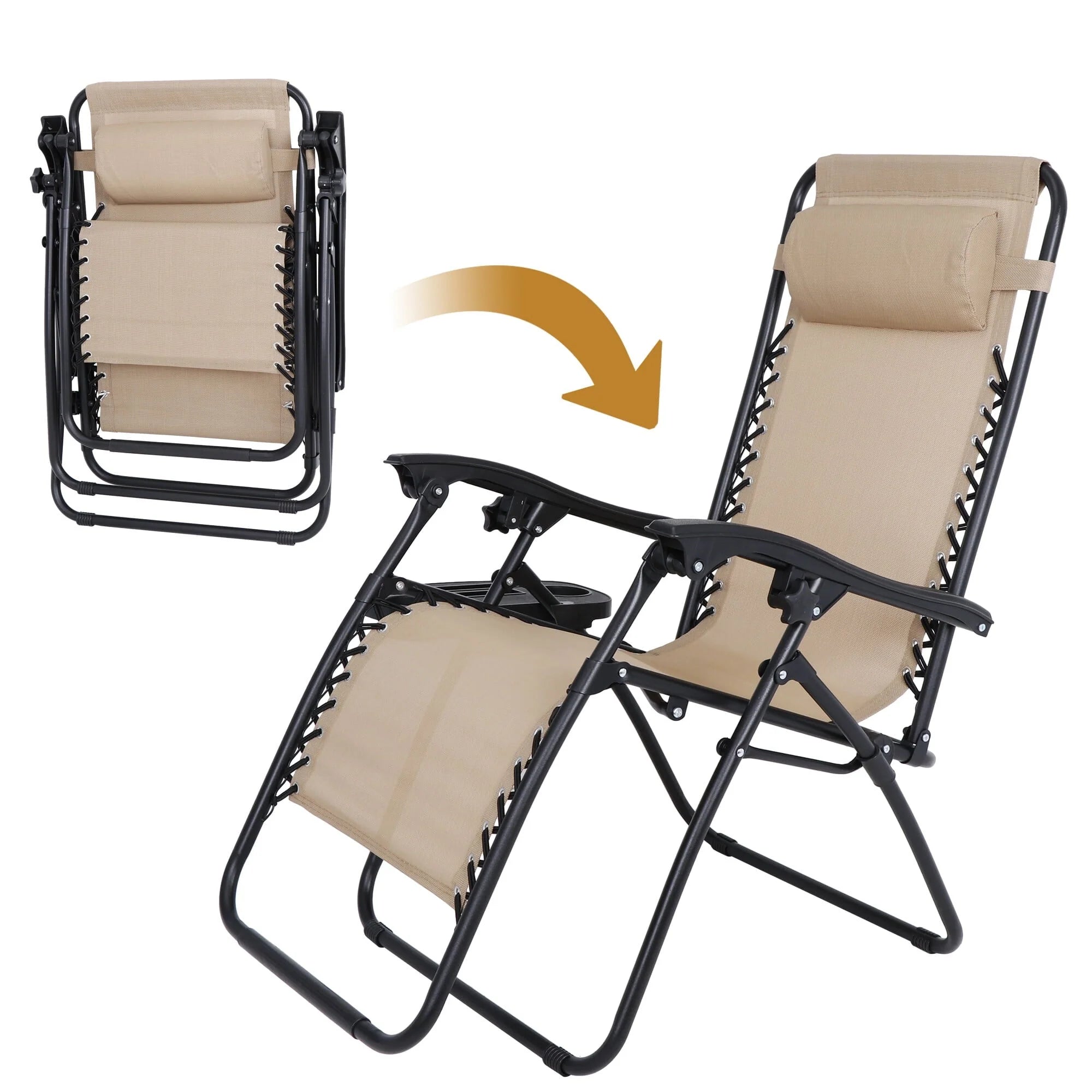 2026 HomGarden 2 Pack Steel Zero-Gravity Chair - Beige