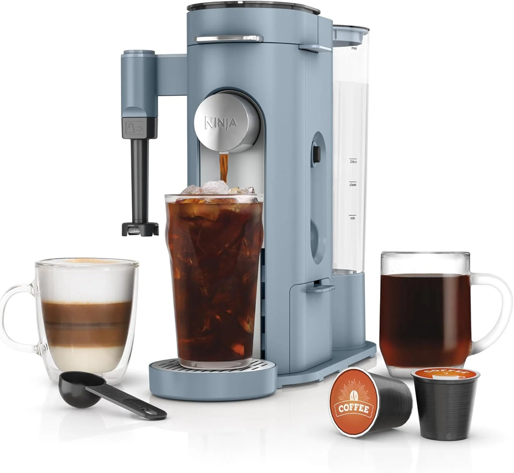 2026 Ninja Pods & Grounds Single-Serve Coffee Maker, K-Cup Pod Compatible, Brews Grounds, Compact Design, 56-oz. Reservoir, 6-oz. Cup to 24-oz. Travel Mug Brew Sizes, Iced Coffee Maker, Stone, PB041ST