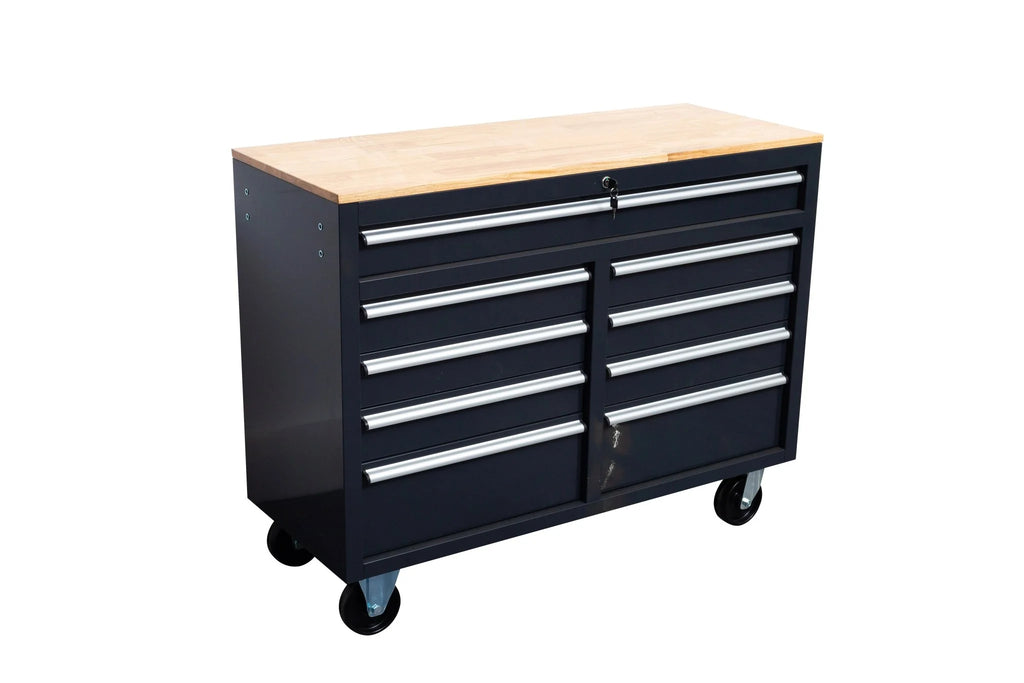 46" Rolling Tool Workbench – Heavy-Duty Mobile Storage Cabinet with 9 Drawers