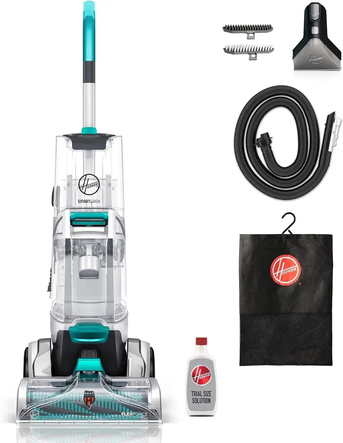 2026 Hoover SmartWash+ Automatic Carpet Cleaner for Carpets and Upholstery, Deep Cleaning Carpet Shampoo, Carpet Deodorizer and Pet Stain Remover FH52000, Turquoise