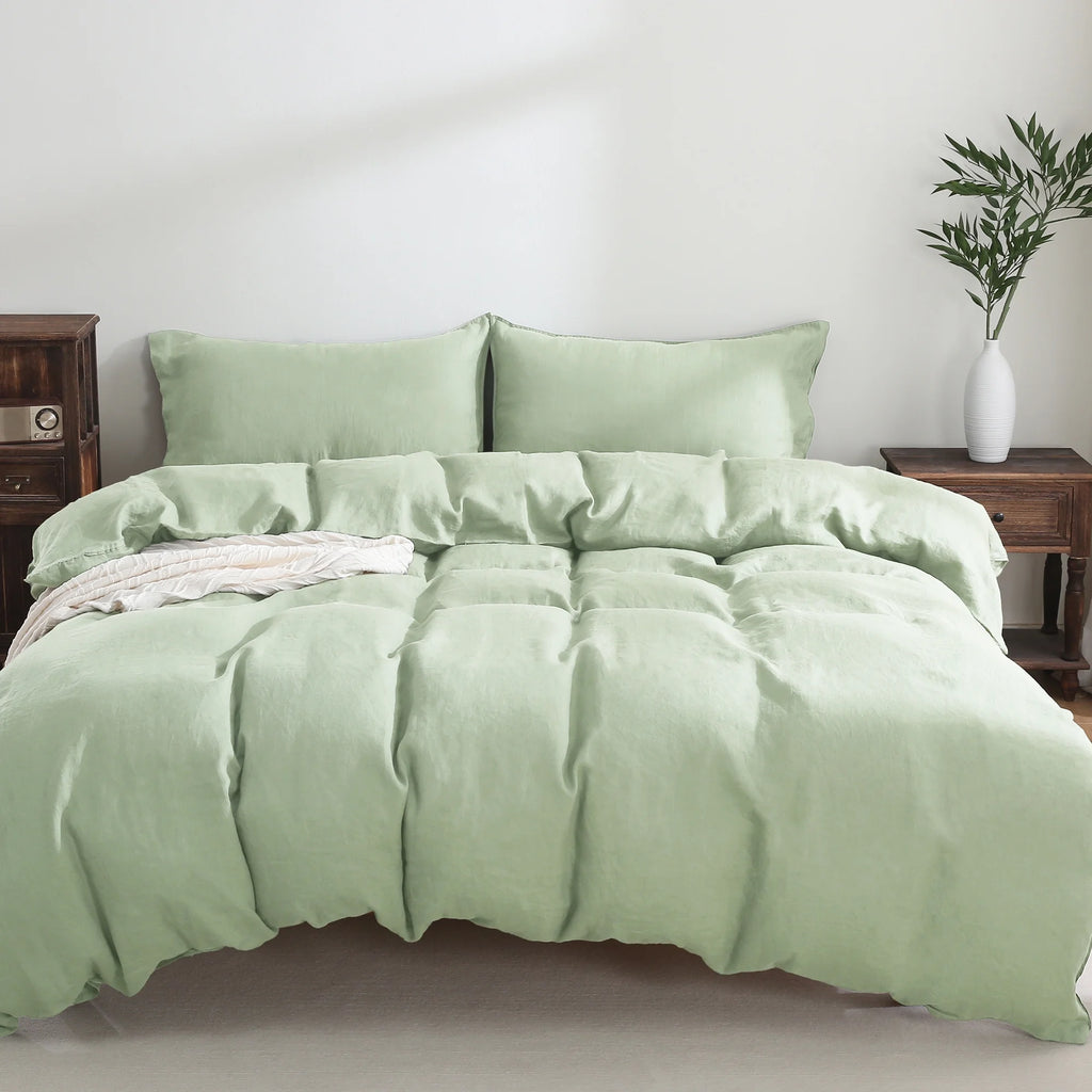 2026 100% Pure Linen Duvet Cover with Button Closure and Corner Ties Soft & Breathable - Natural Full/Queen