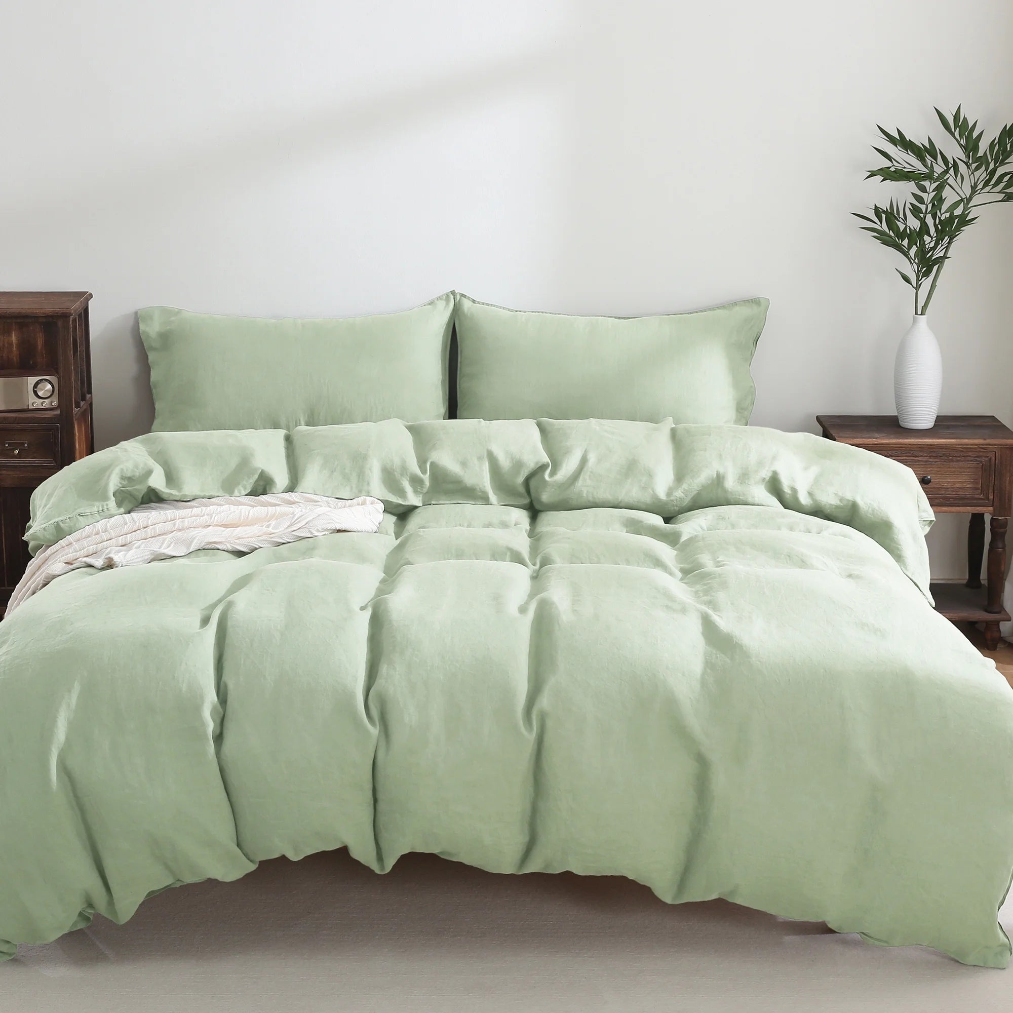 2026 100% Pure Linen Duvet Cover with Button Closure and Corner Ties Soft & Breathable - Natural Full/Queen