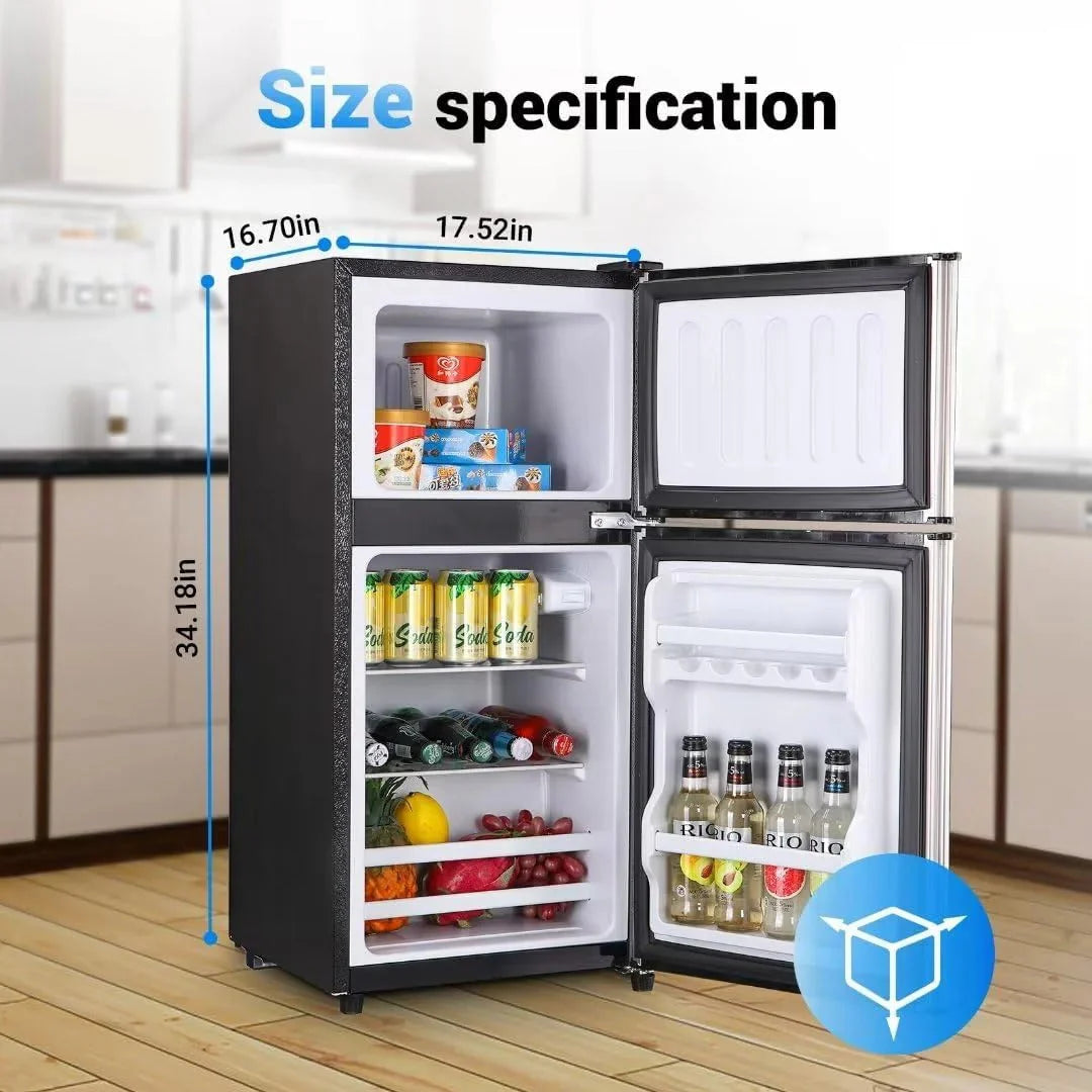 2026 Apartment-sized refrigerator, 3.5 cubic feet (approx. 99 liters) usable capacity, small refrigerator with freezer compartment, suitable for houses and apartments, freestanding