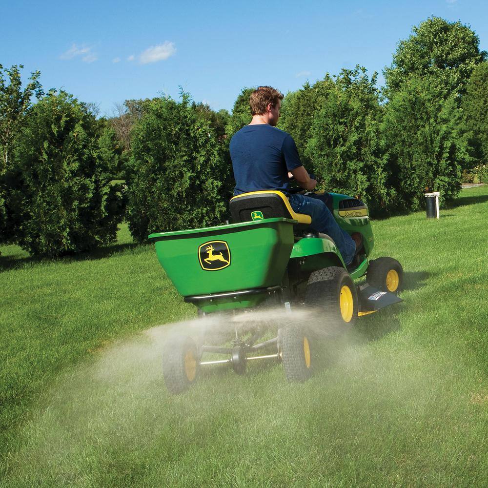 2026 John Deere 175 lb Tow-Behind Broadcast Spreader, Rustproof Poly Hopper, Universal Fit