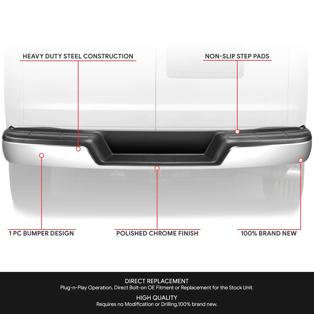 Rear Step Bumper (Chrome)  96-23 Chevy Express/ GMC Savana 1500 2500 3500