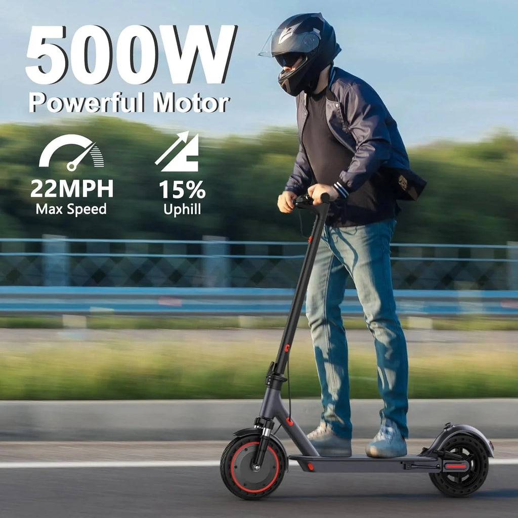 2026 Electric scooter, 350W/500W powerful motor, 8.5"/10" solid rubber tires, 19/22 mph, 28/21/12 mile range, dual brakes