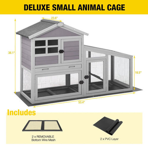 2026 Aivituvin Rabbit Hutch Outdoor Indoor Bunny Cage with Pull Out Tray, Upgraded Chicken Coop with Removable Wire Mesh Bottom, Gray