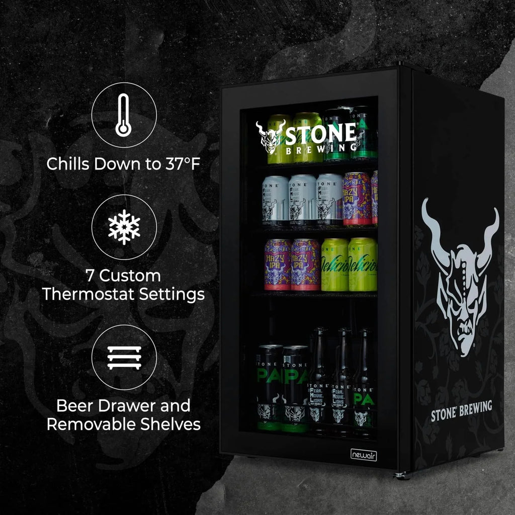 2026 Beverage Refrigerator Cooler | 126 Cans Free Standing with Right Hinge Glass Door | Mini Fridge Beverage Organizer Perfect For Beer, Wine, Soda, And Cooler Drinks