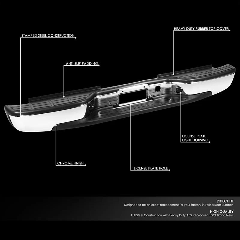 Rear Step Bumper w/o Parking Sensor Holes 01-07 Chevy Silverado GMC Sierra 2500HD 3500