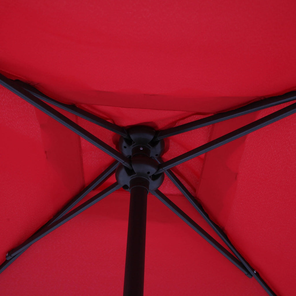 2026 Mainstays Albany Lane Steel 6-Piece Outdoor Patio Dining Set with Umbrella, Red