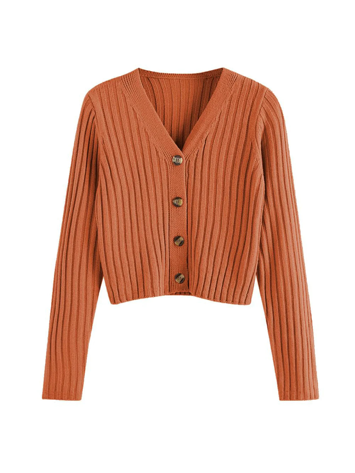 2026 Ribbed Button Cardigan