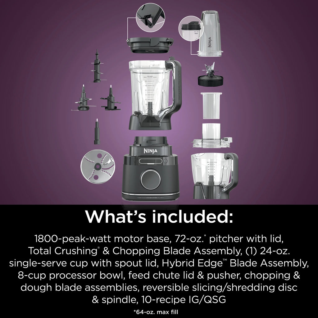 2026 Ninja Detect Kitchen System Power Blender + Processor with Blend Sense Technology, Silver, TB400