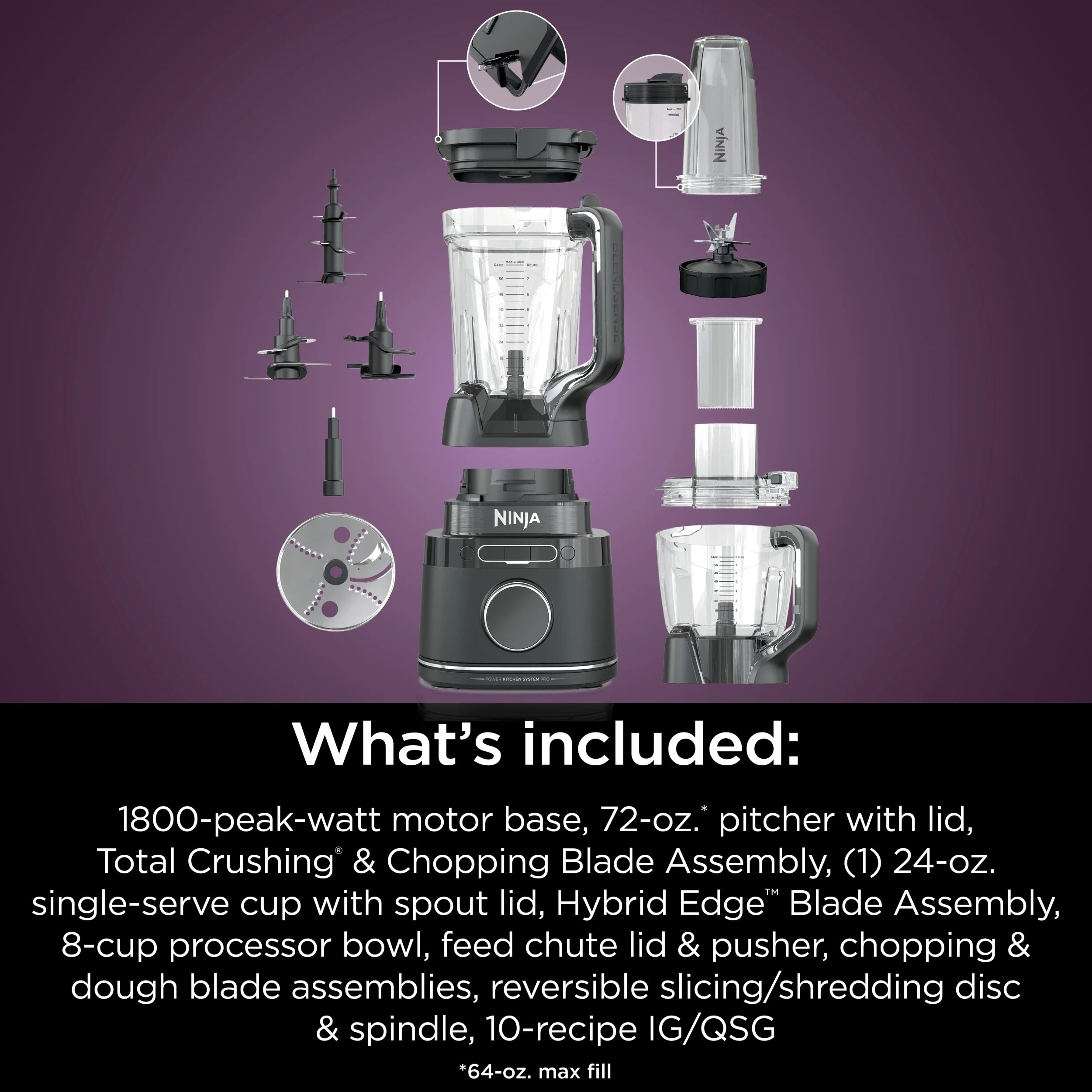 2026 Ninja Detect Kitchen System Power Blender + Processor with Blend Sense Technology, Silver, TB400
